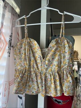 Floral Peplum Cami in Yellow by Newbury Kustom